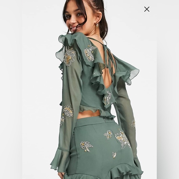 ASOS Design Sage Green Top SIZE S/4 - Picture 3 of 6